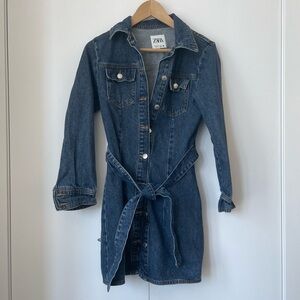 Zara button up denim dress